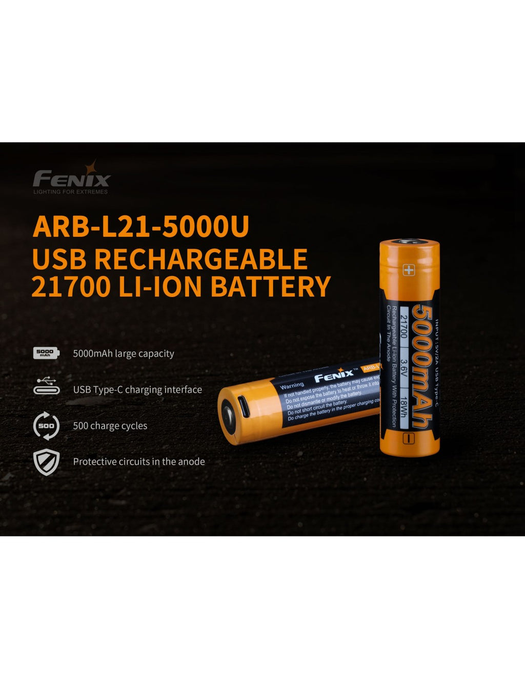 Batería Fenix ARB-L21 de 5000U mAh 21700
