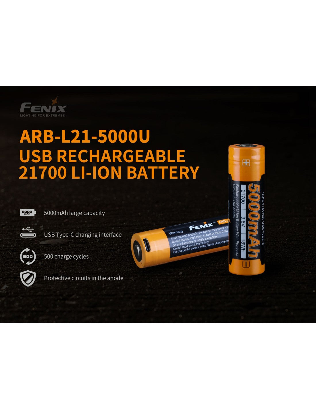 Batería Fenix ARB-L21 de 5000U mAh 21700