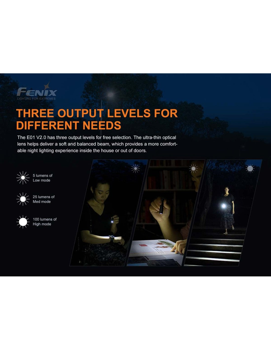 Linterna Fenix E-01 V2.0 de 100 Lúmenes